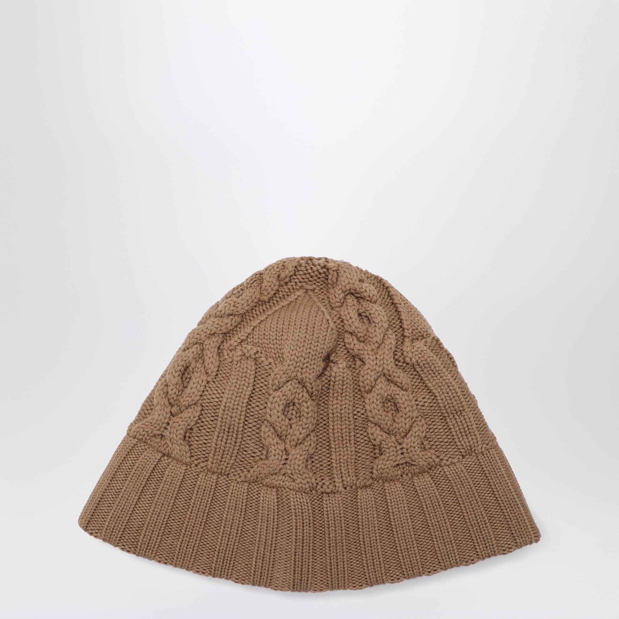 Cappello bucket cammello in lana vergine