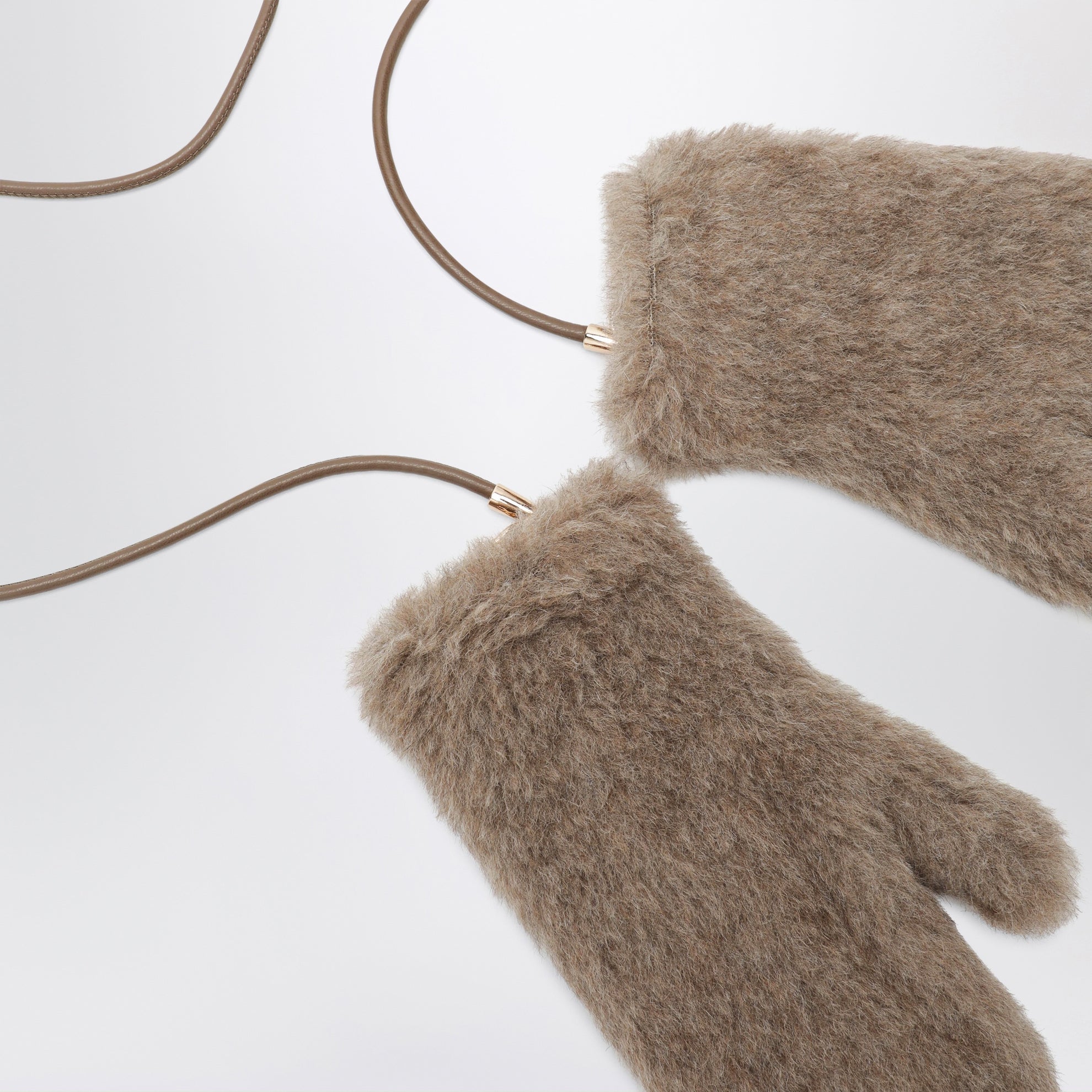 Dunkelbeige Teddy-Handschuhe