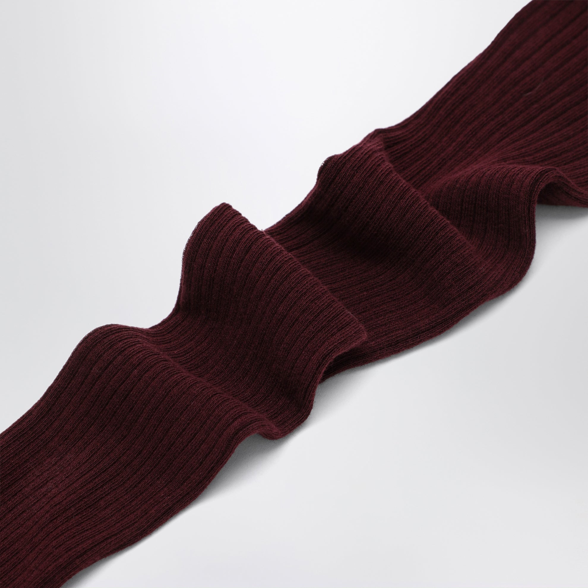 Collant bordeaux in misto cotone a coste