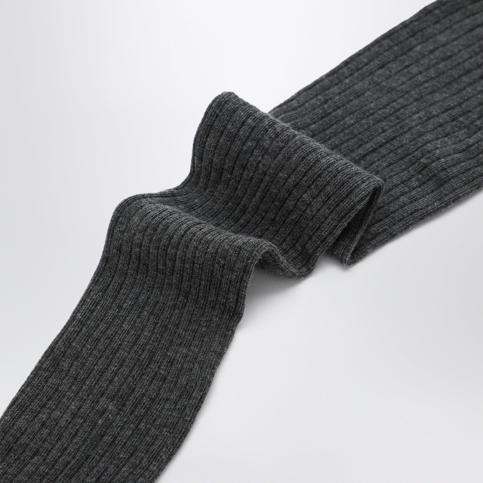 Graue gerippte Strumpfhose aus Baumwollmischung