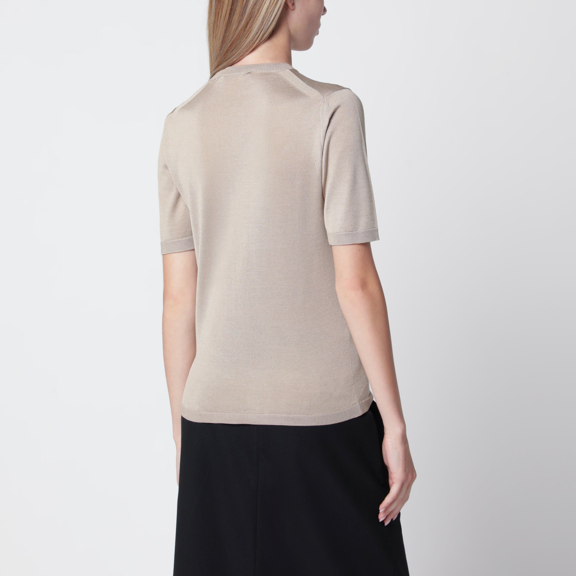 Maglia in cachemire e seta beige roccia