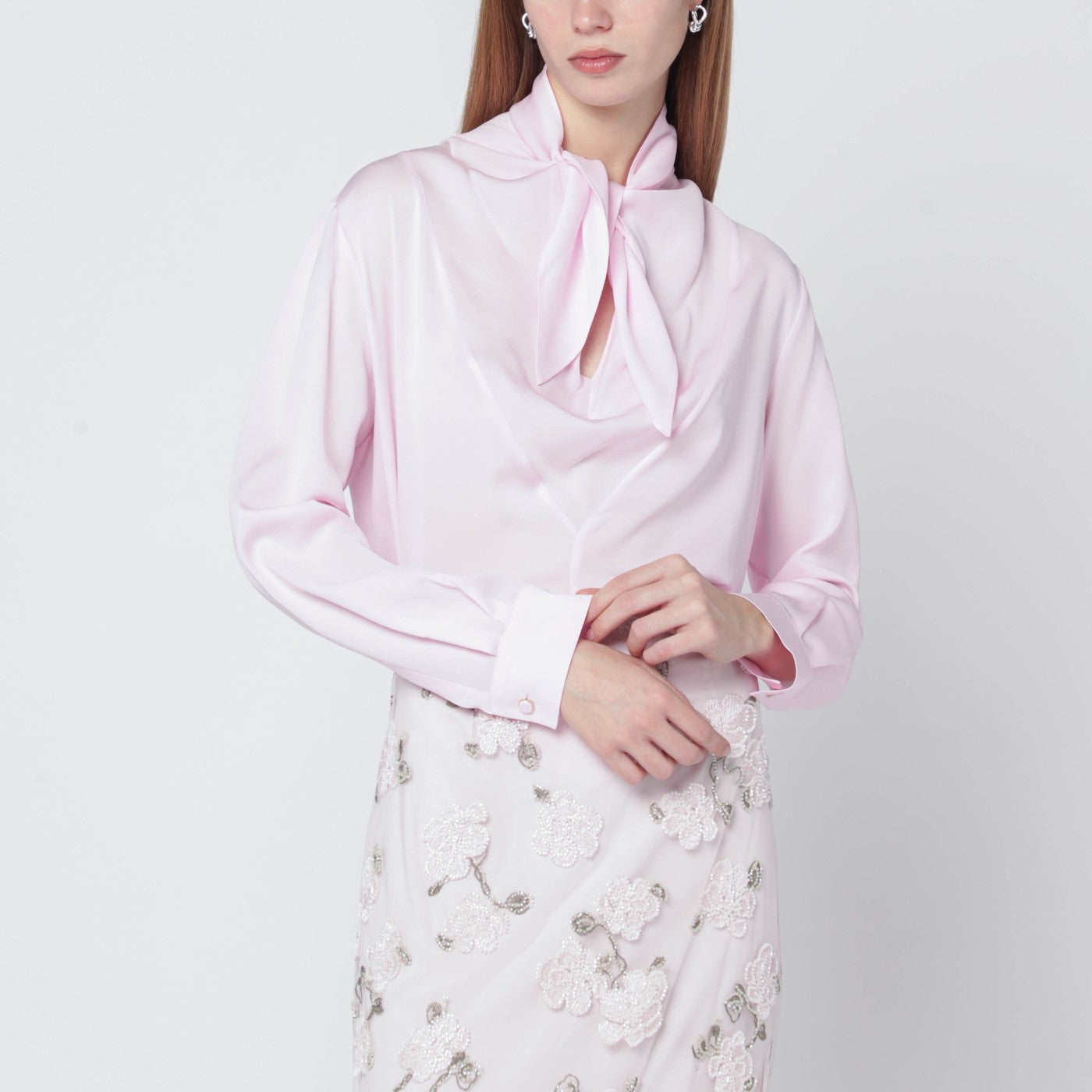 Blusa rosa in charmeuse di seta