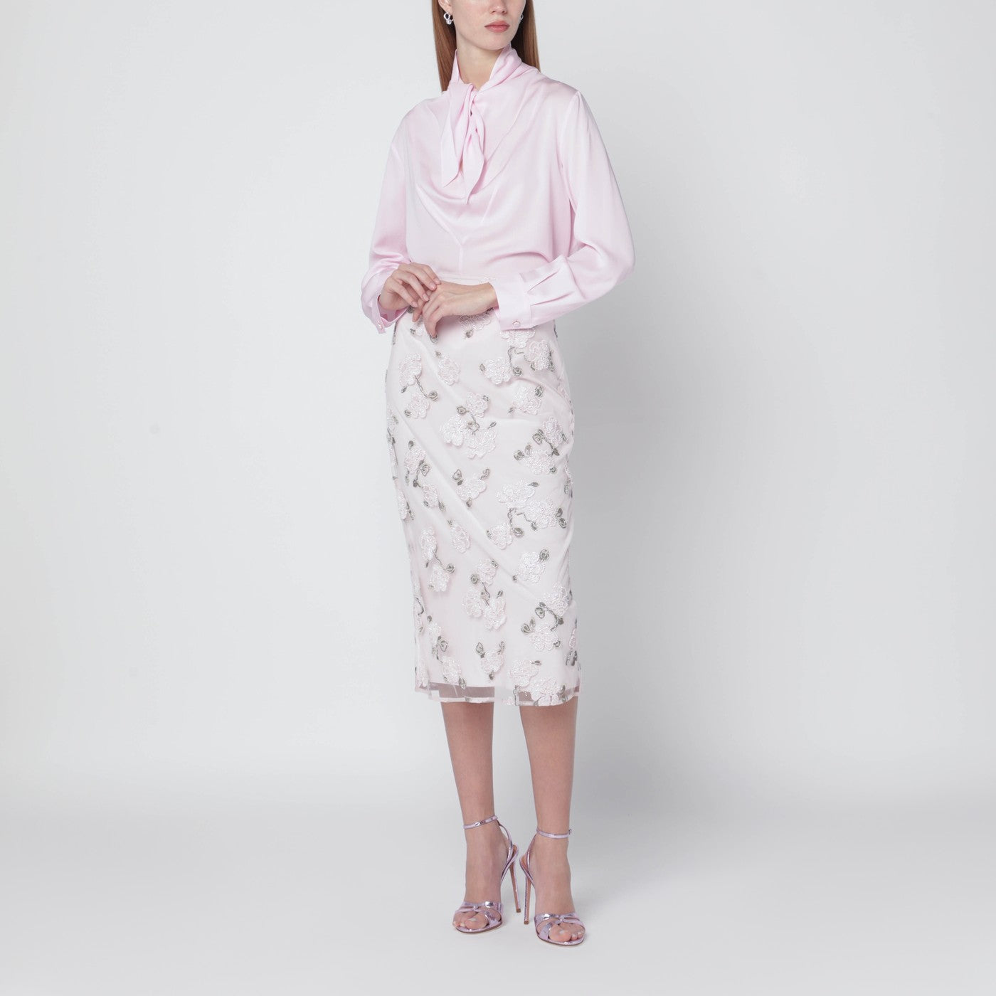 Blusa rosa in charmeuse di seta