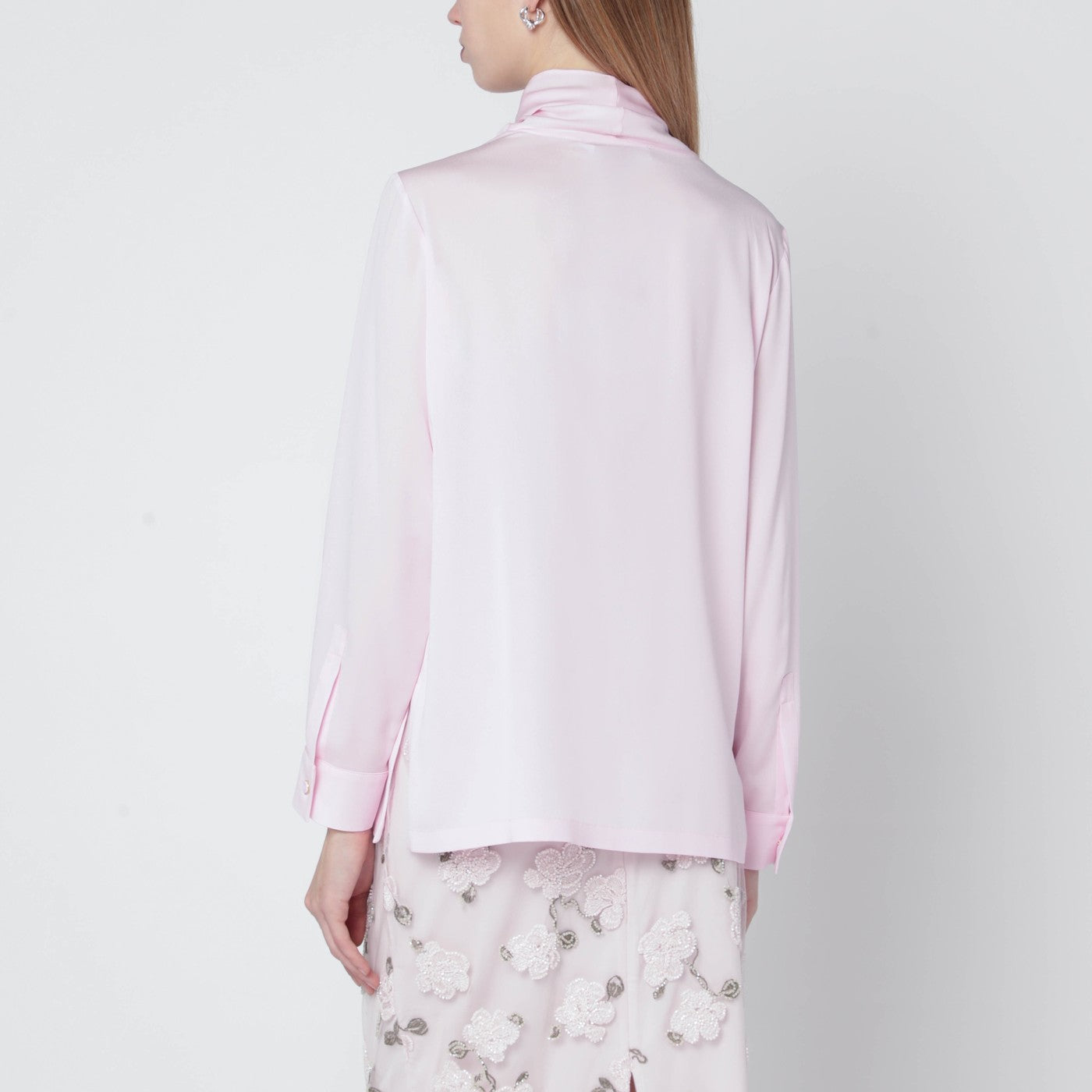 Blusa rosa in charmeuse di seta