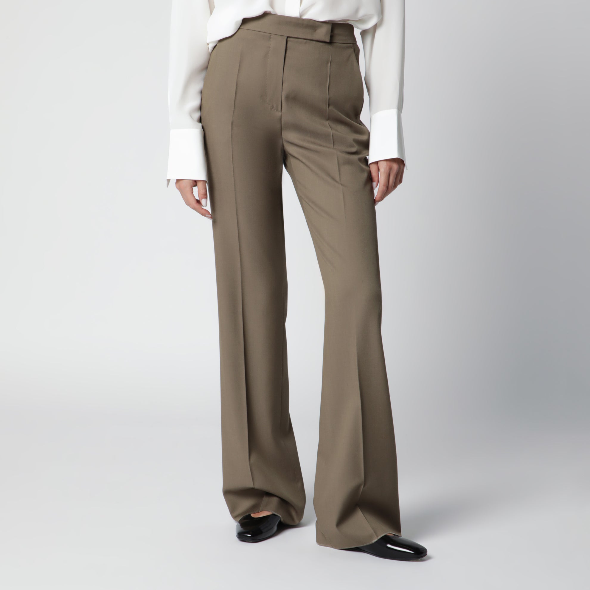 Camel Wool Gabardine Trousers