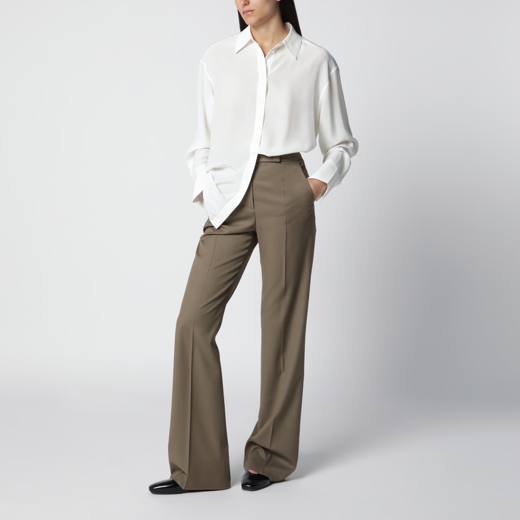 Camel Wool Gabardine Trousers