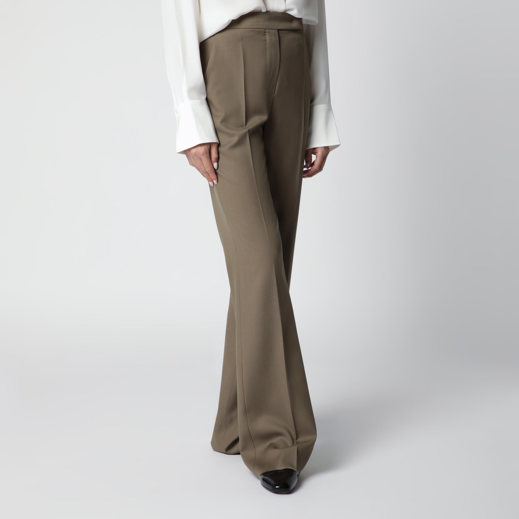 Camel Wool Gabardine Trousers