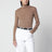 Pull col roulé camel chiné en laine vierge