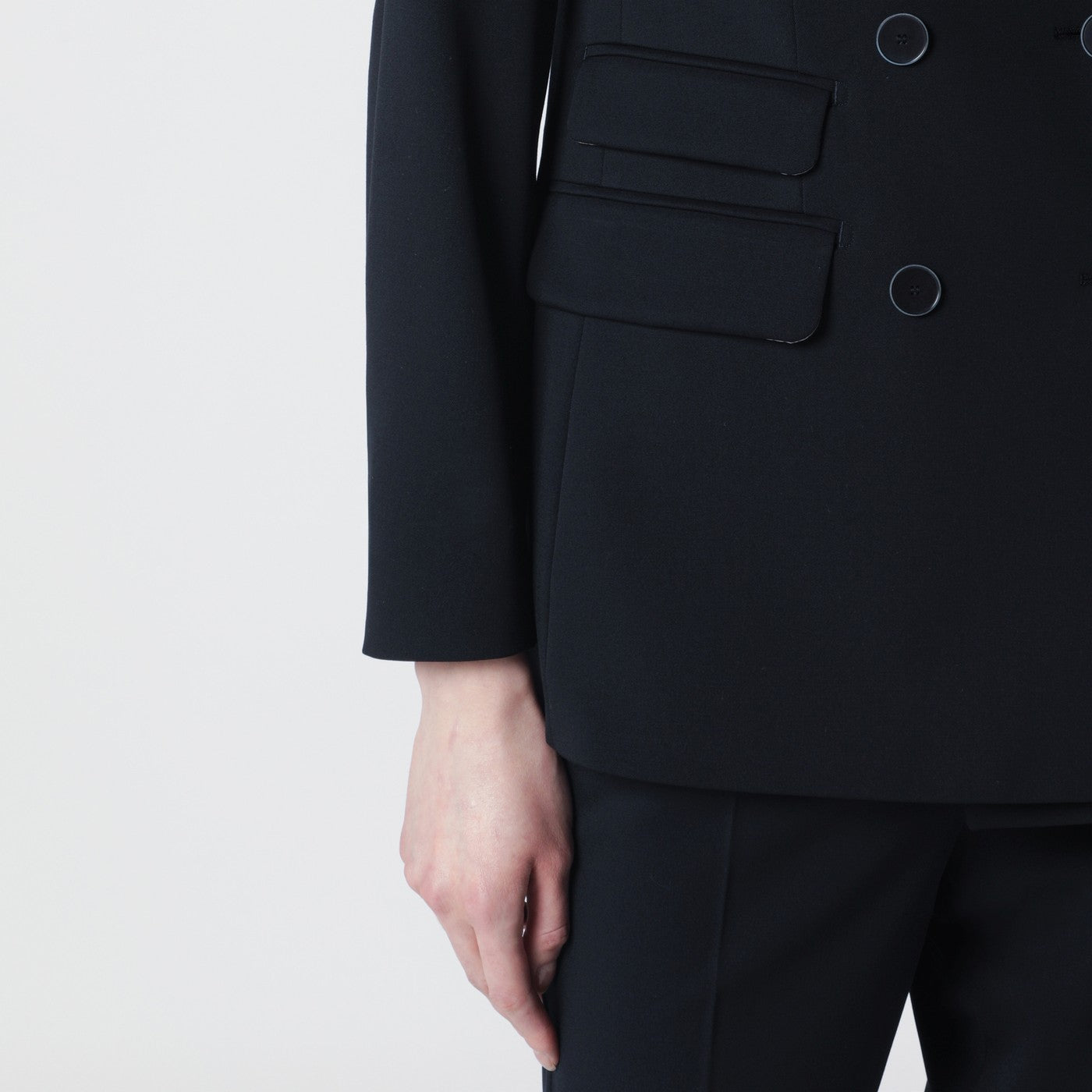 Blauer doppelreihiger Wollblazer