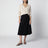Flared midi skirt in viscose crêpe yarn, black