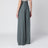 Pantalon large en laine et soie vert foncé