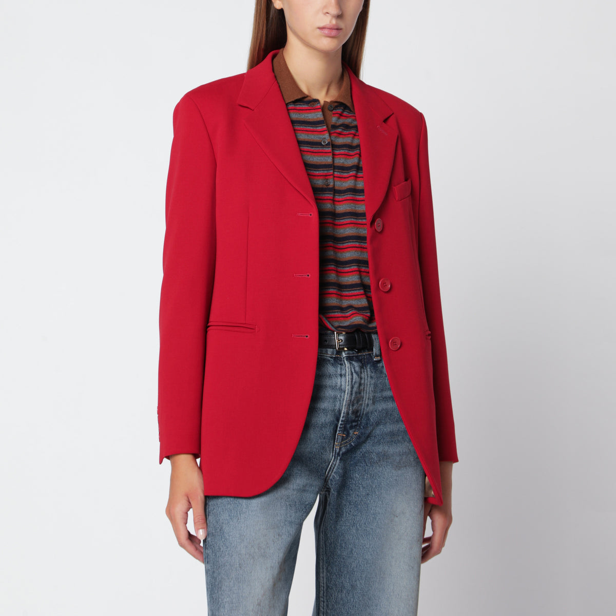 Blazer rosso in cady di lana