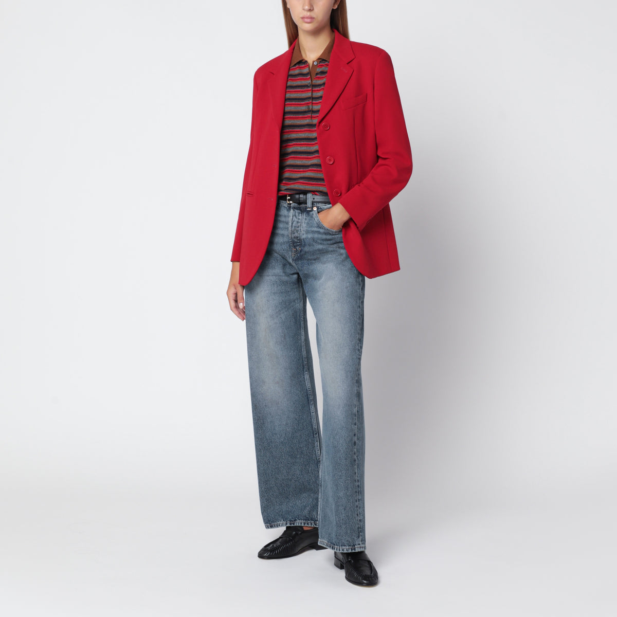 Blazer rosso in cady di lana