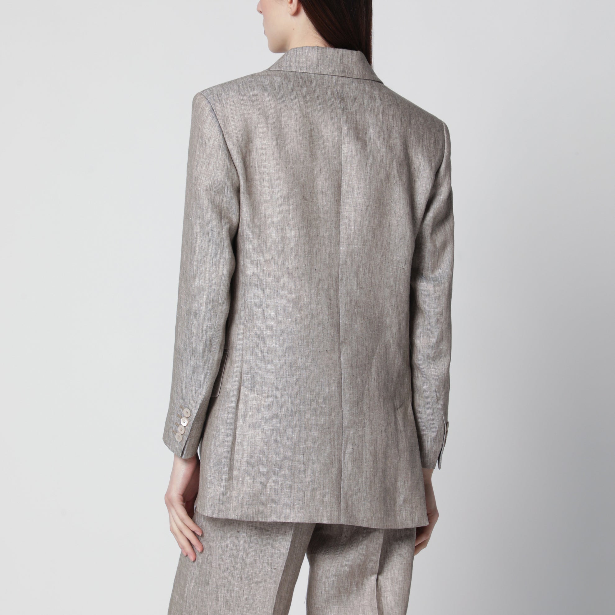 Doppelreihiger Blazer Olimpia aus Leinen in Beige