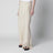 Pantaloni wide leg in twill di lino e seta beige