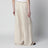 Pantaloni wide leg in twill di lino e seta beige