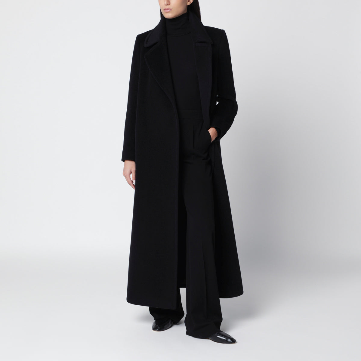 Schwarze Palazzo-Hose aus reinem Wollcady
