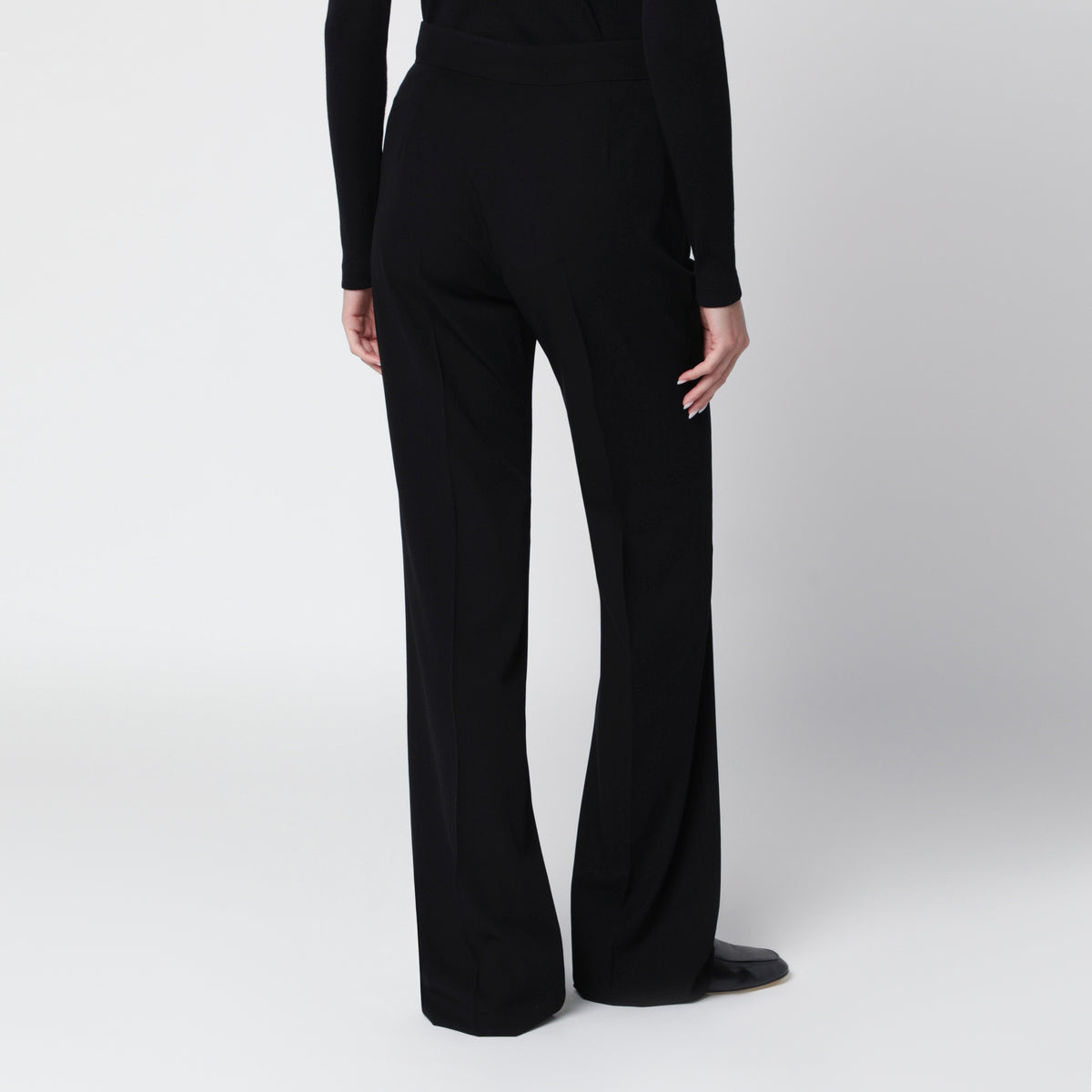 Schwarze Palazzo-Hose aus reinem Wollcady