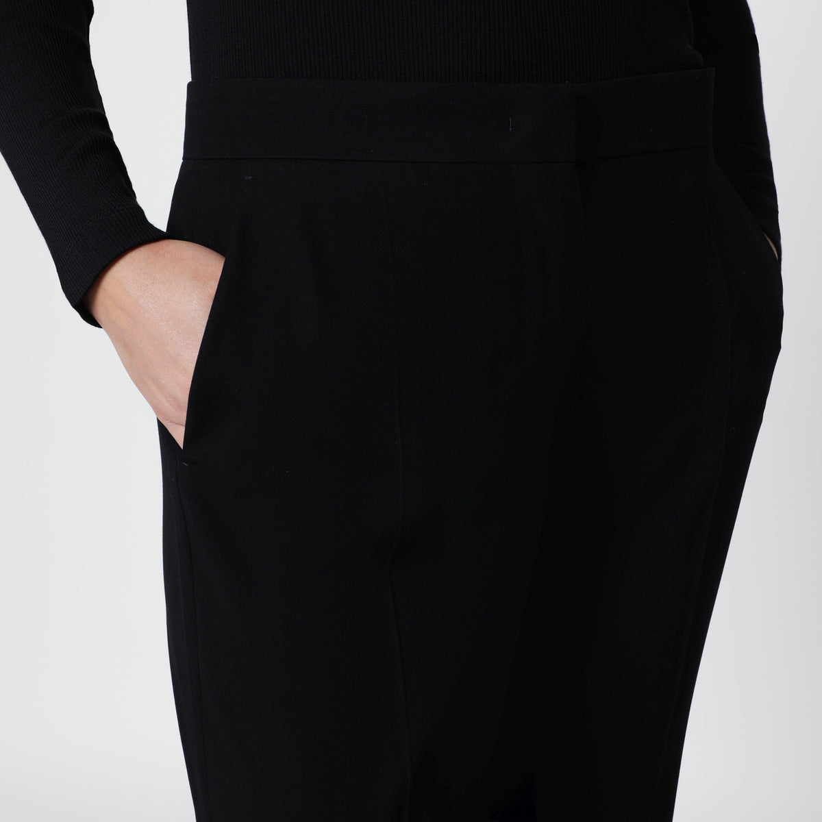 Schwarze Palazzo-Hose aus reinem Wollcady