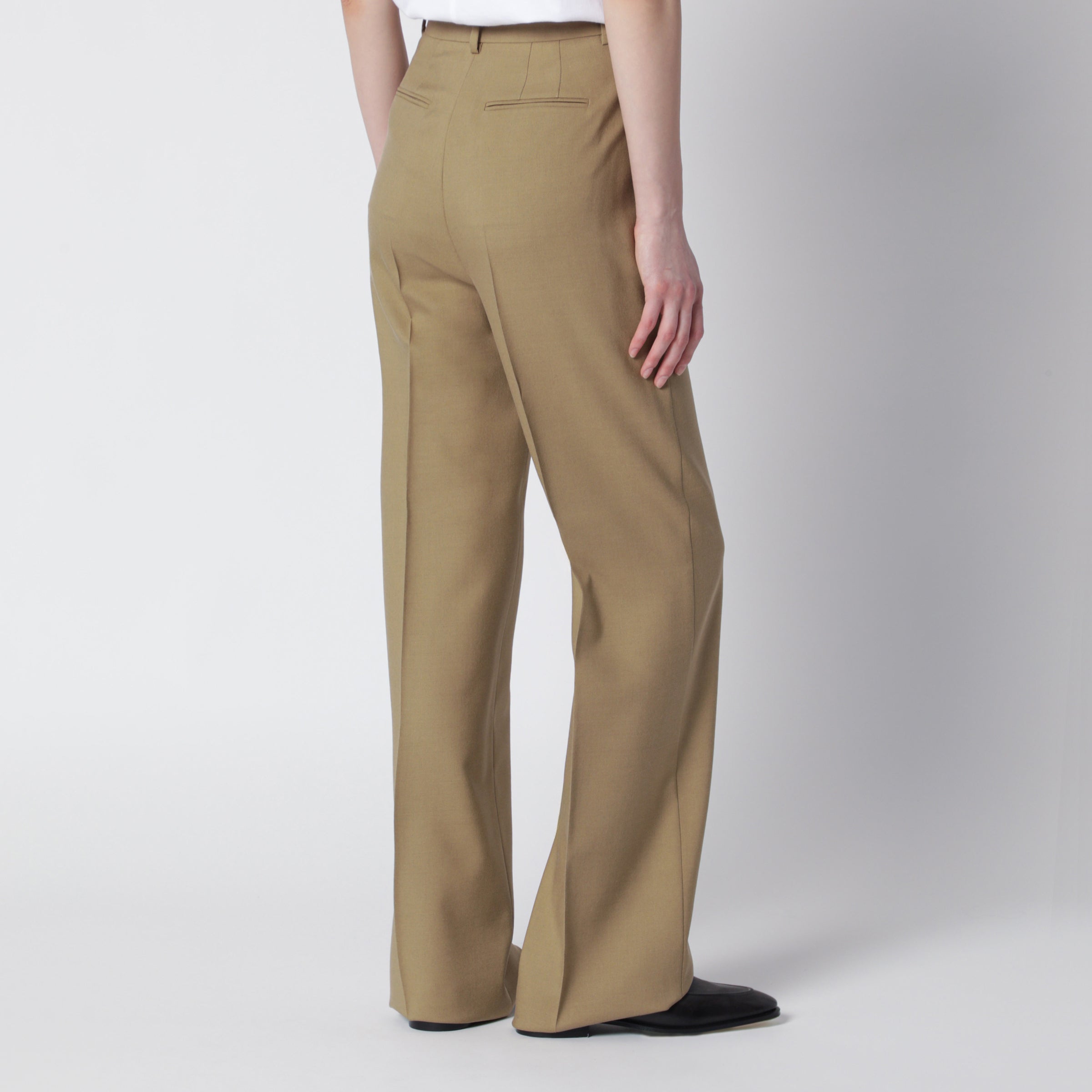 Max Mara Wide-leg trousers in camel wool and silk poplin | TheDoubleF