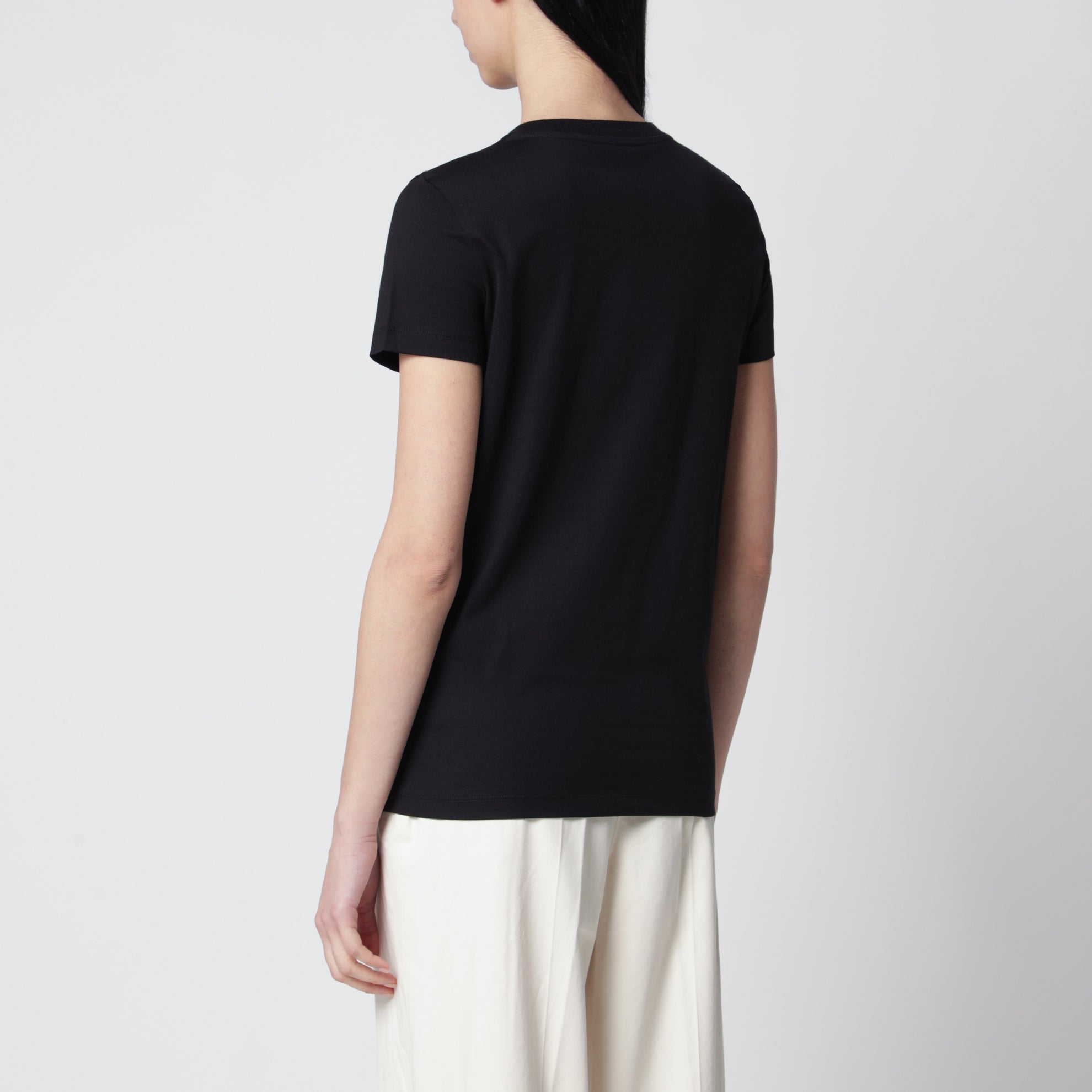 T-shirt basic in jersey di cotone con stampa nera