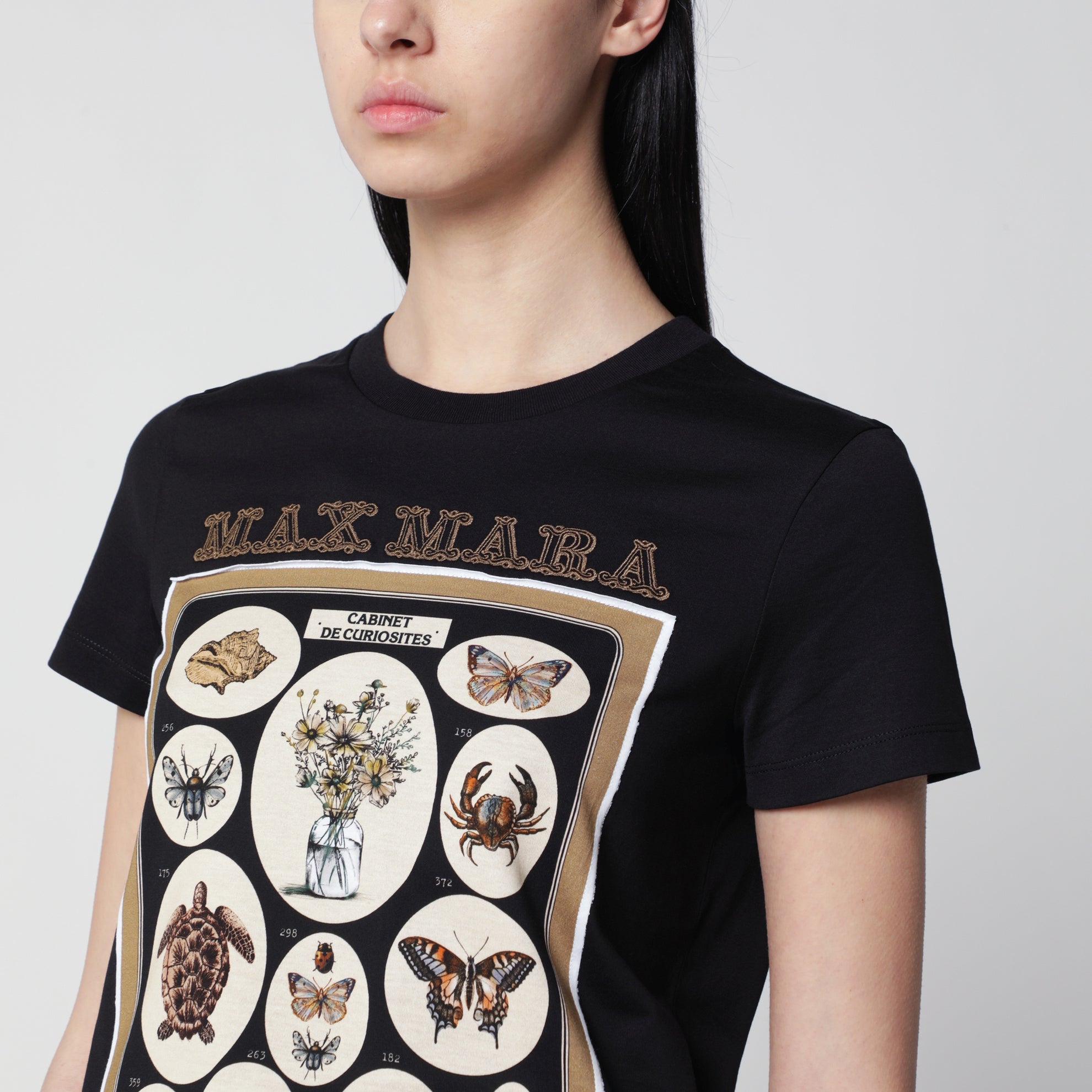T-shirt basic in jersey di cotone con stampa nera