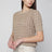 Maglia girocollo a trecce in lino color Deserto
