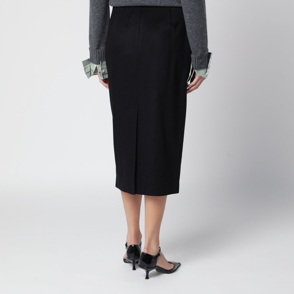 Black pencil skirt in zibeline camel