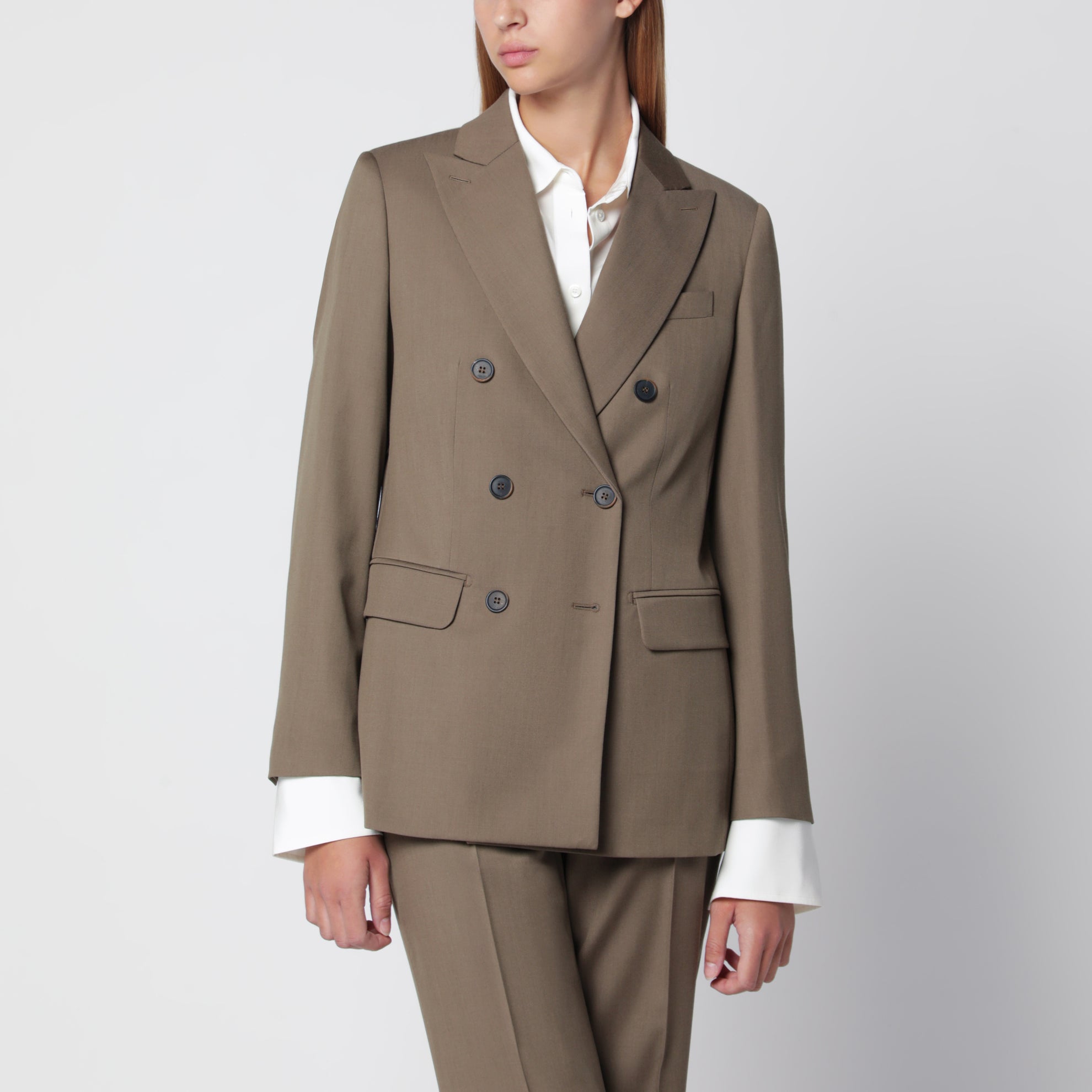 Veste croisée en laine couleur camel