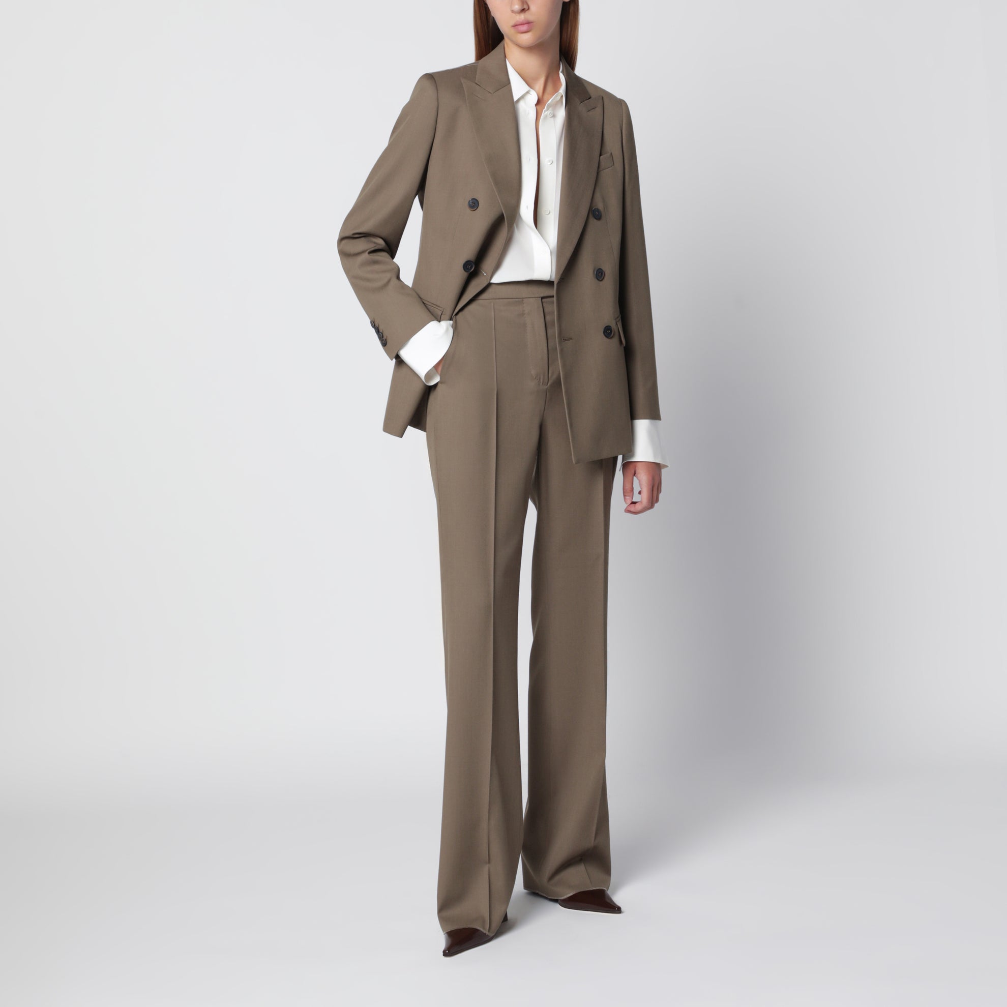 Veste croisée en laine couleur camel