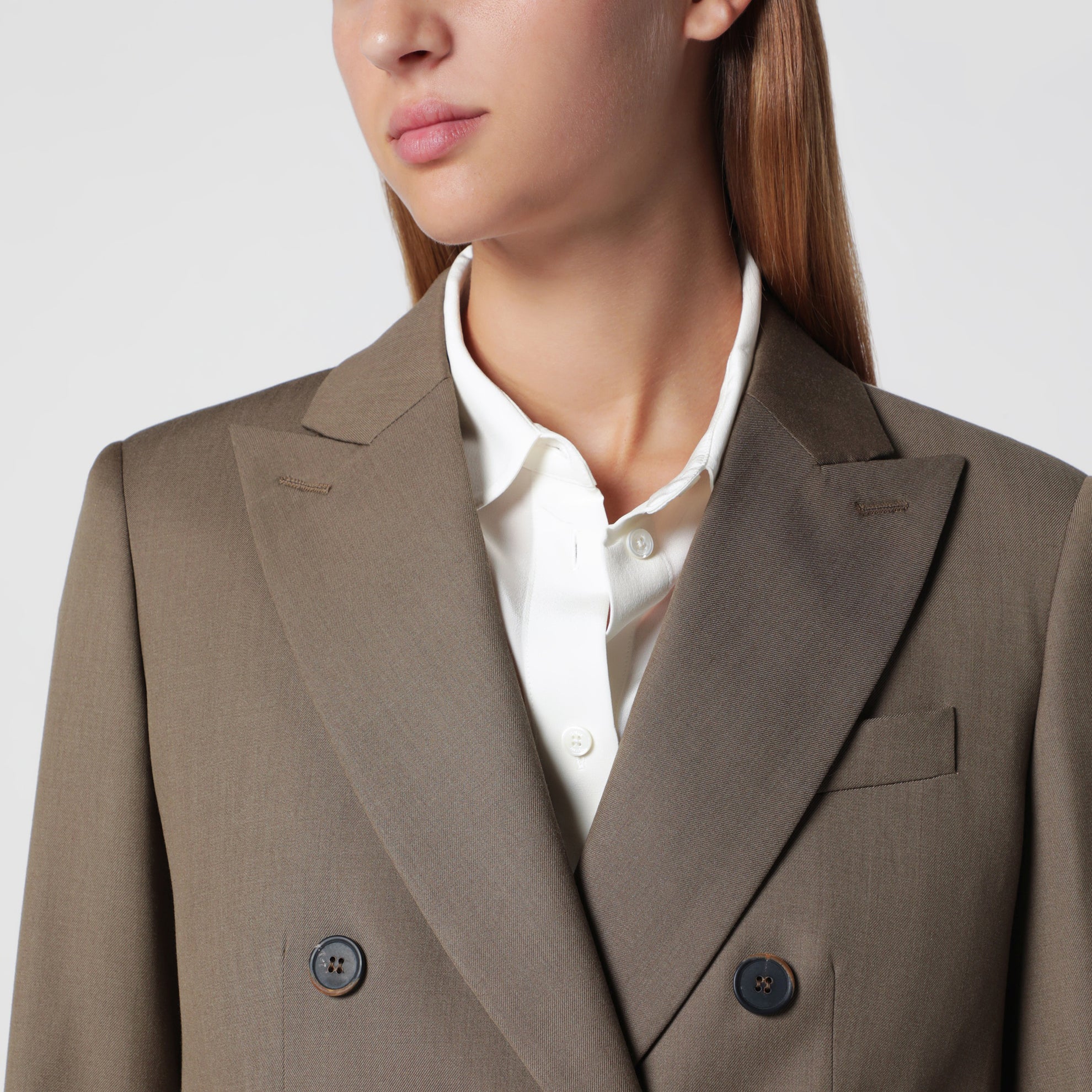 Veste croisée en laine couleur camel