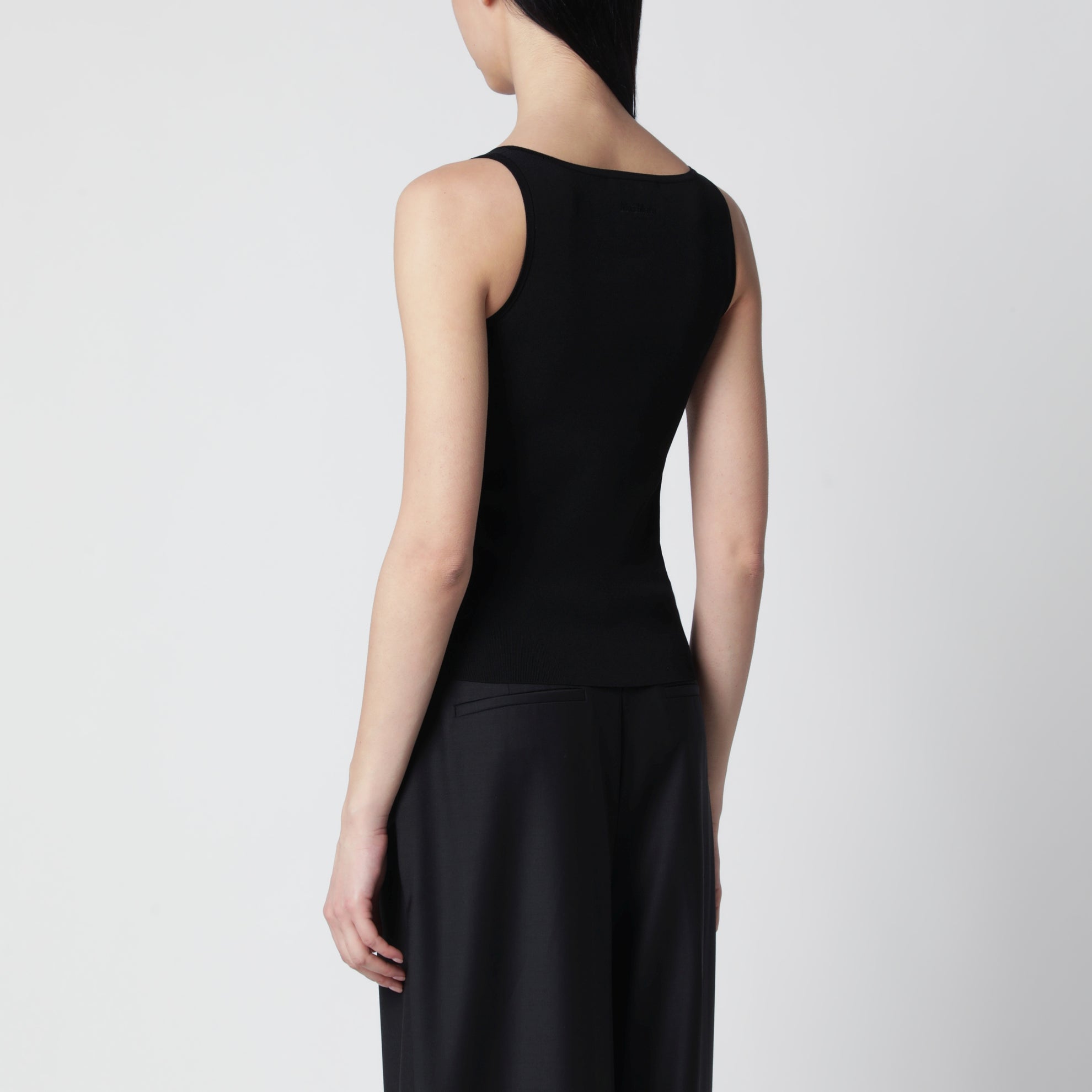 Pull sans manches en viscose crêpe noir
