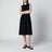 Midi fit-and-flare ribbed viscose crêpe dress in black