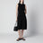 Midi fit-and-flare ribbed viscose crêpe dress in black