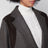Grauer melierter Oversize-Blazer aus Wolle