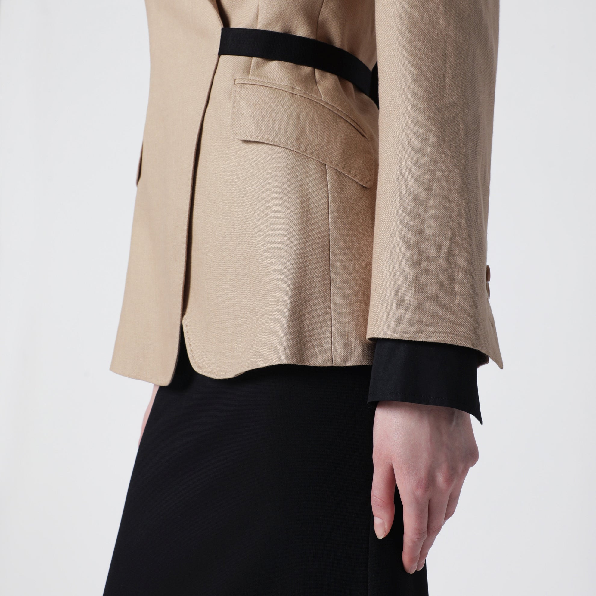 Blazer doppiopetto in puro lino Cammello