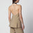 Sleeveless jacket in sand-colored wool and silk poplin