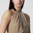 Sleeveless jacket in sand-colored wool and silk poplin