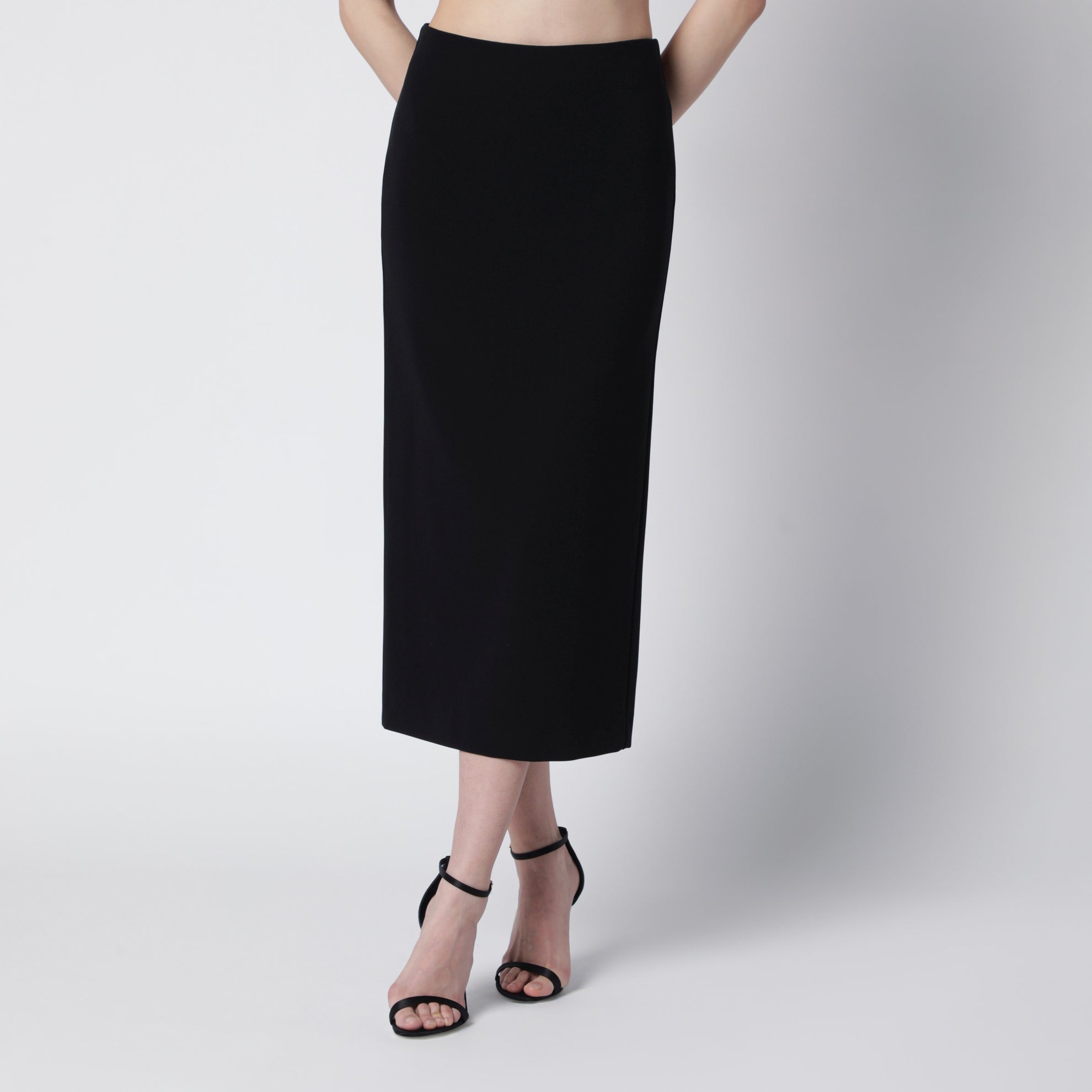 Midi skirt in compact crêpe jersey in black
