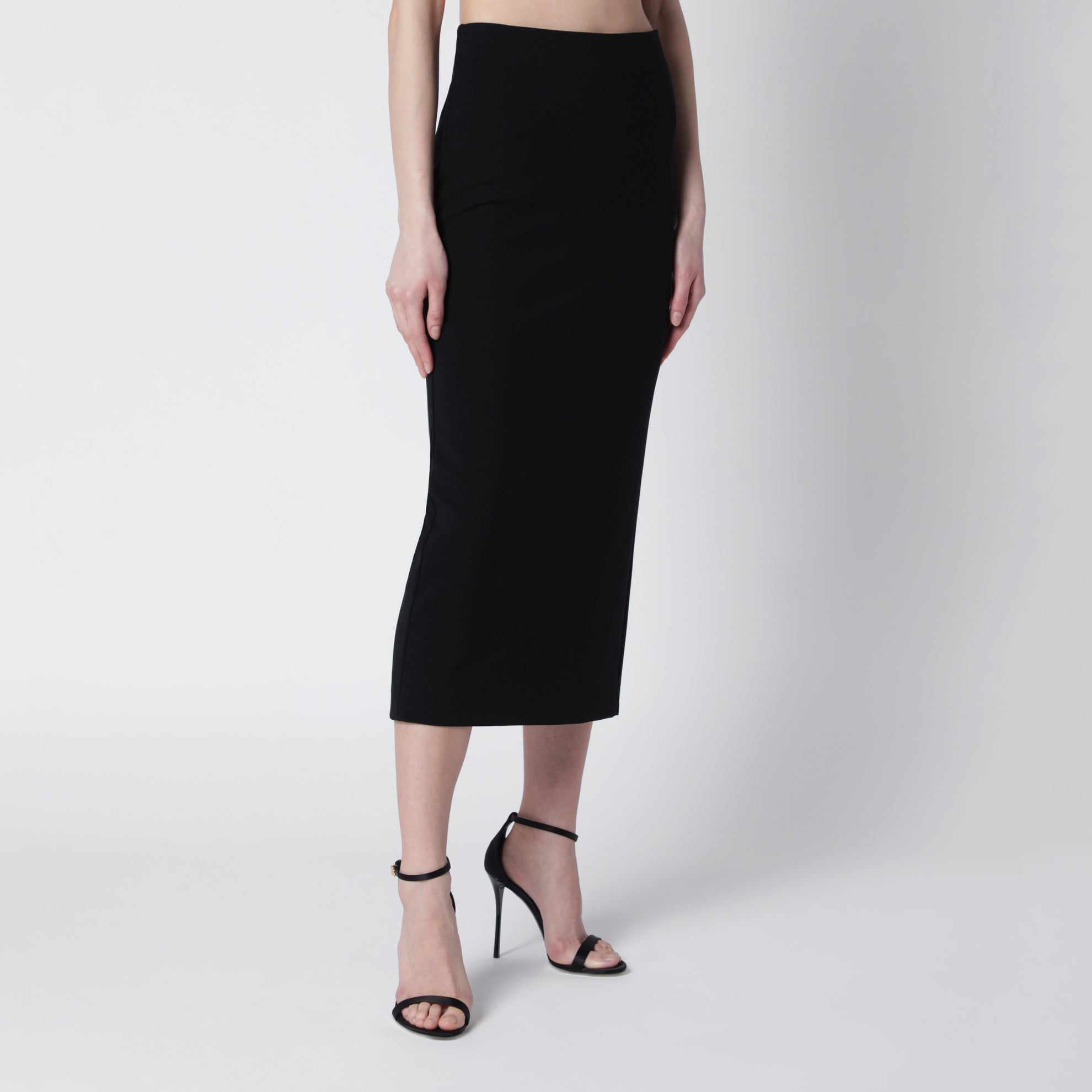 Midi skirt in compact crêpe jersey in black
