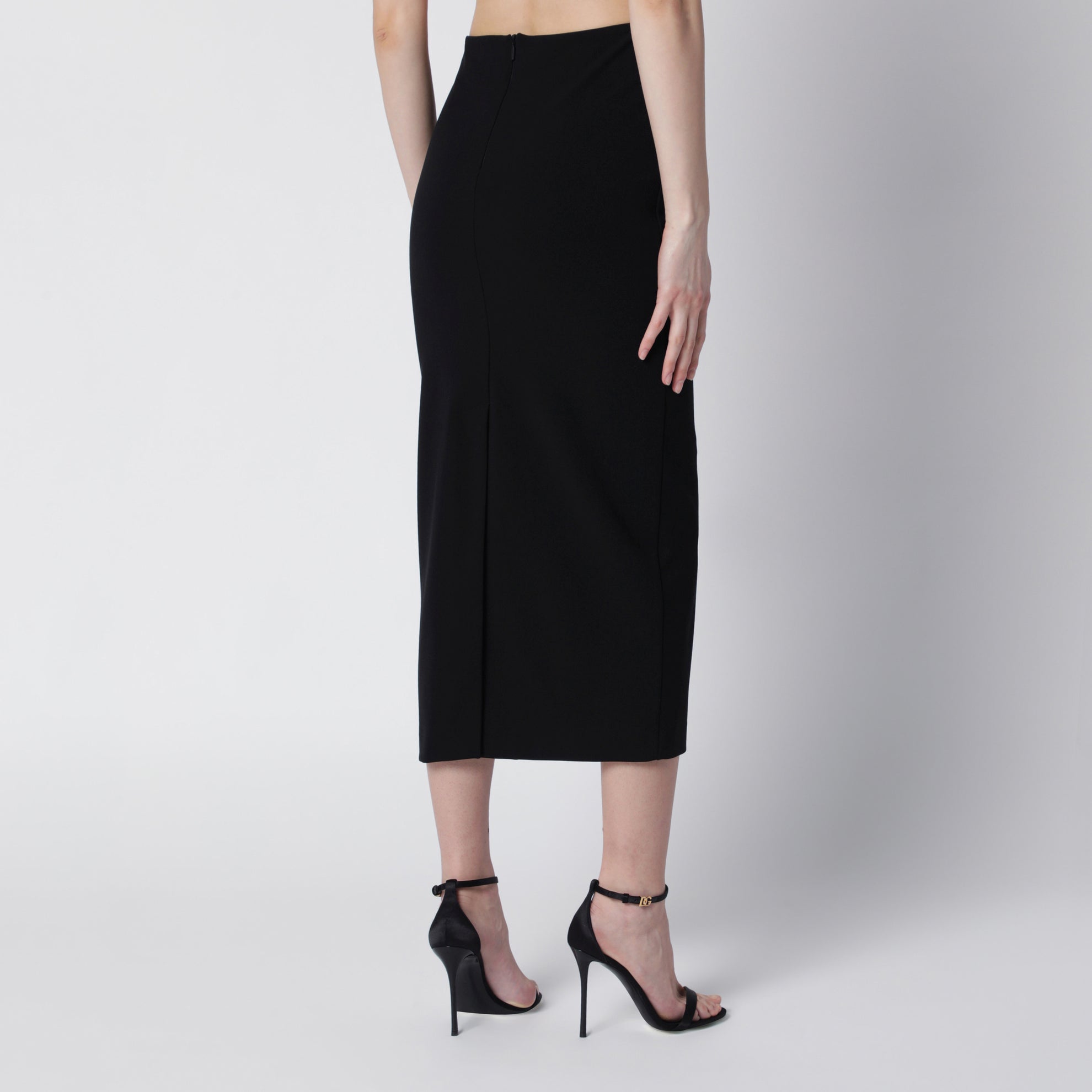 Midi skirt in compact crêpe jersey in black