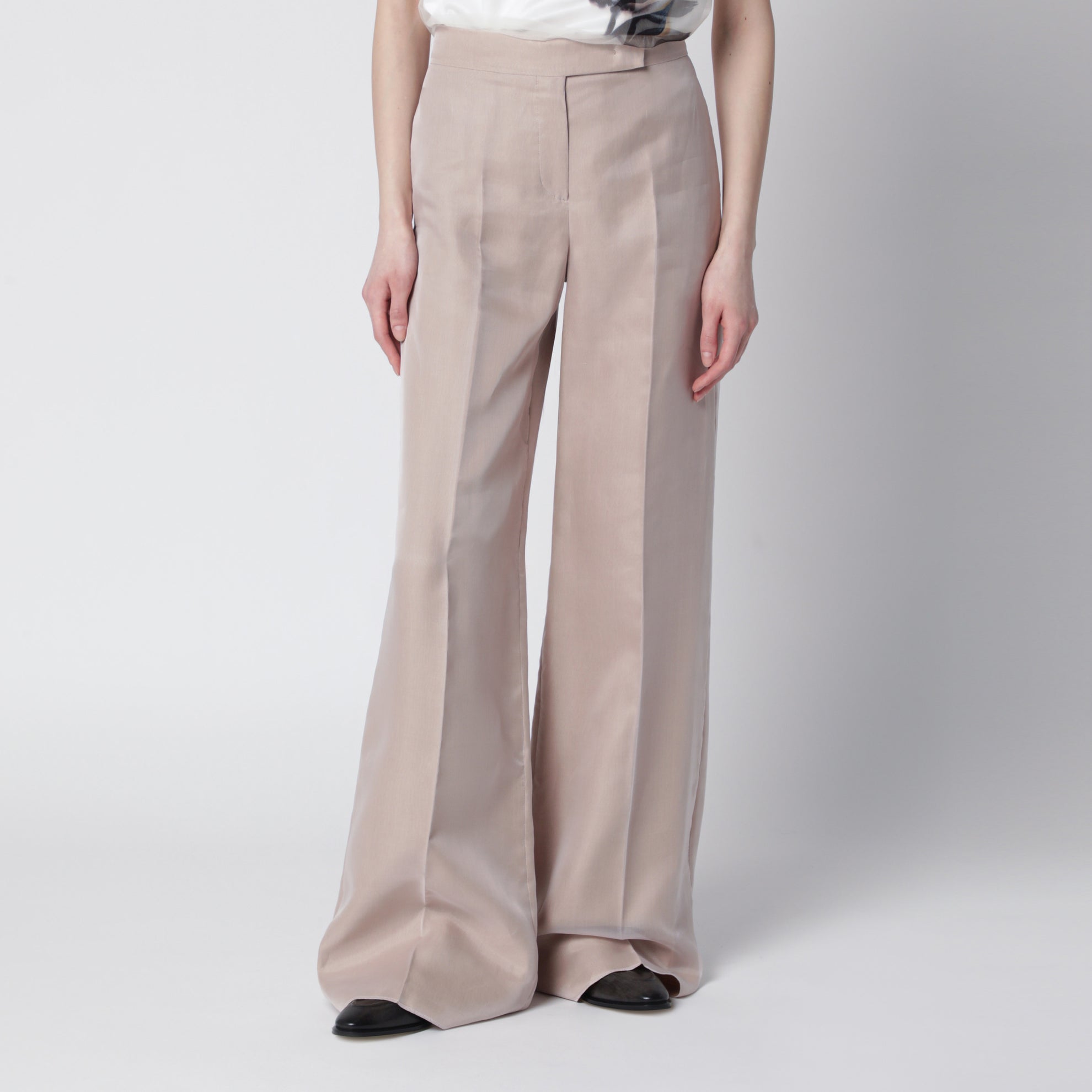 Long silk trousers in pink