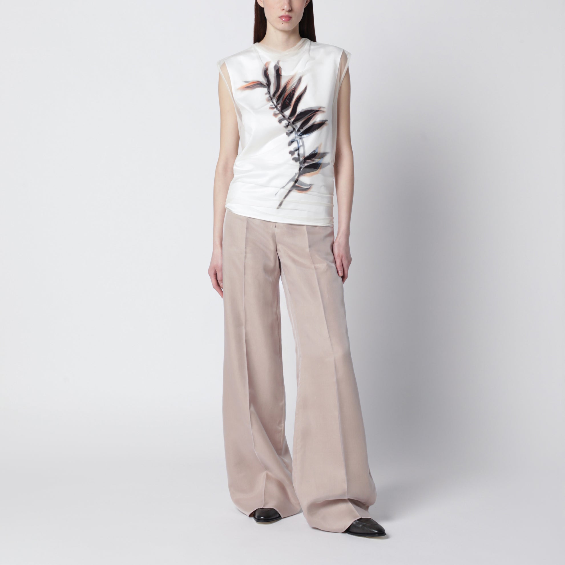 Long silk trousers in pink