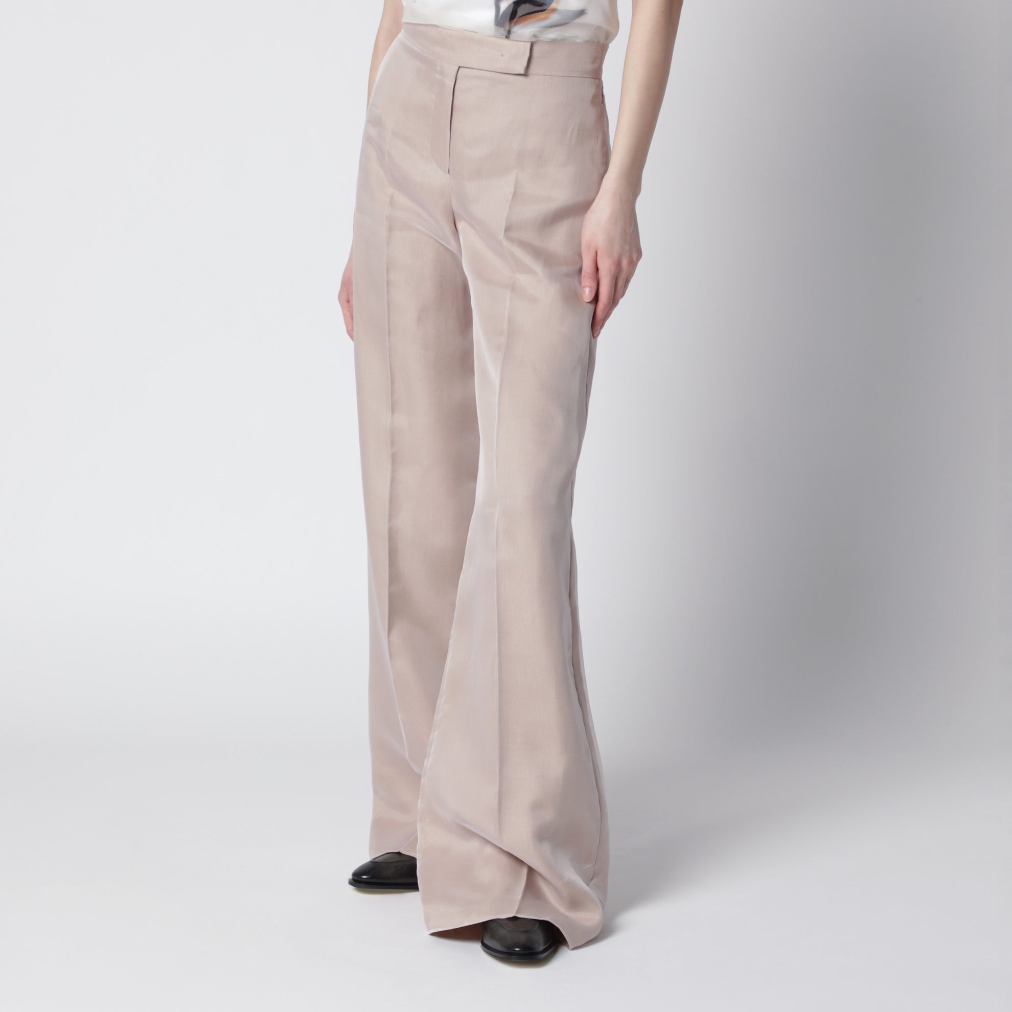 Long silk trousers in pink