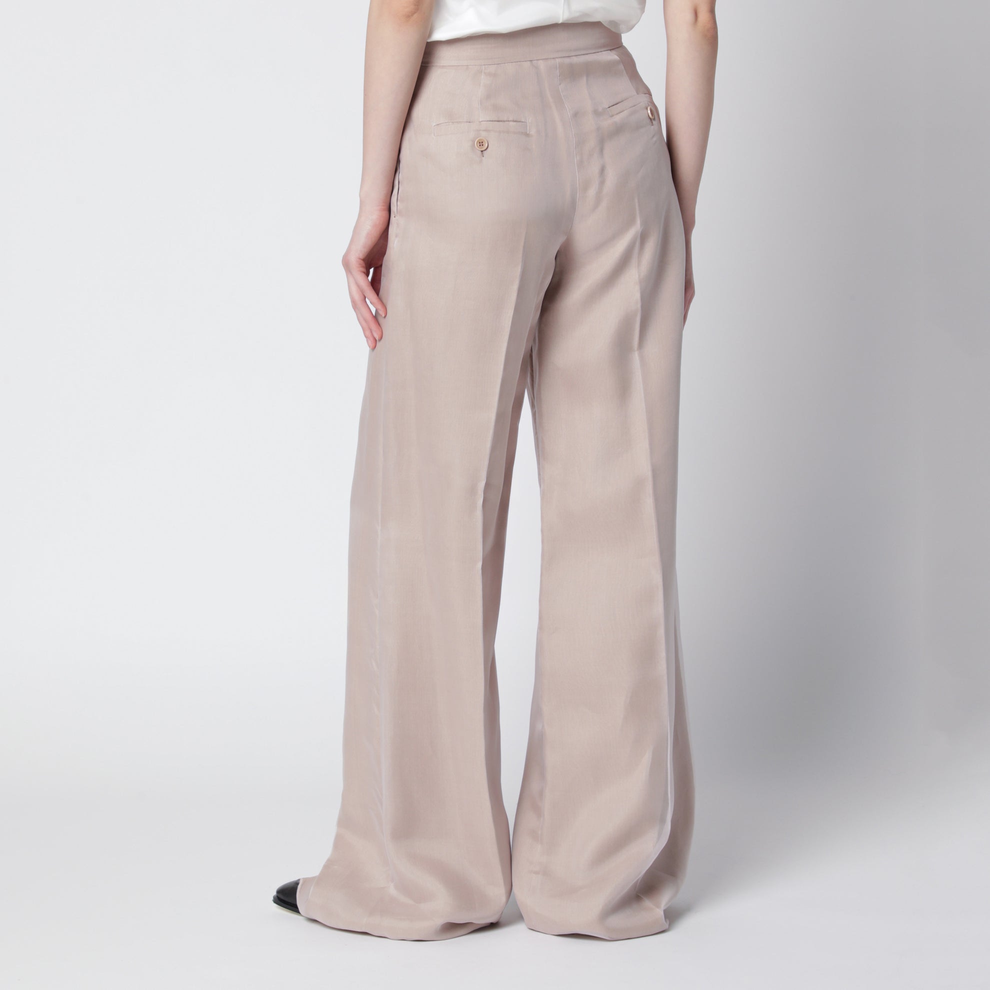 Long silk trousers in pink