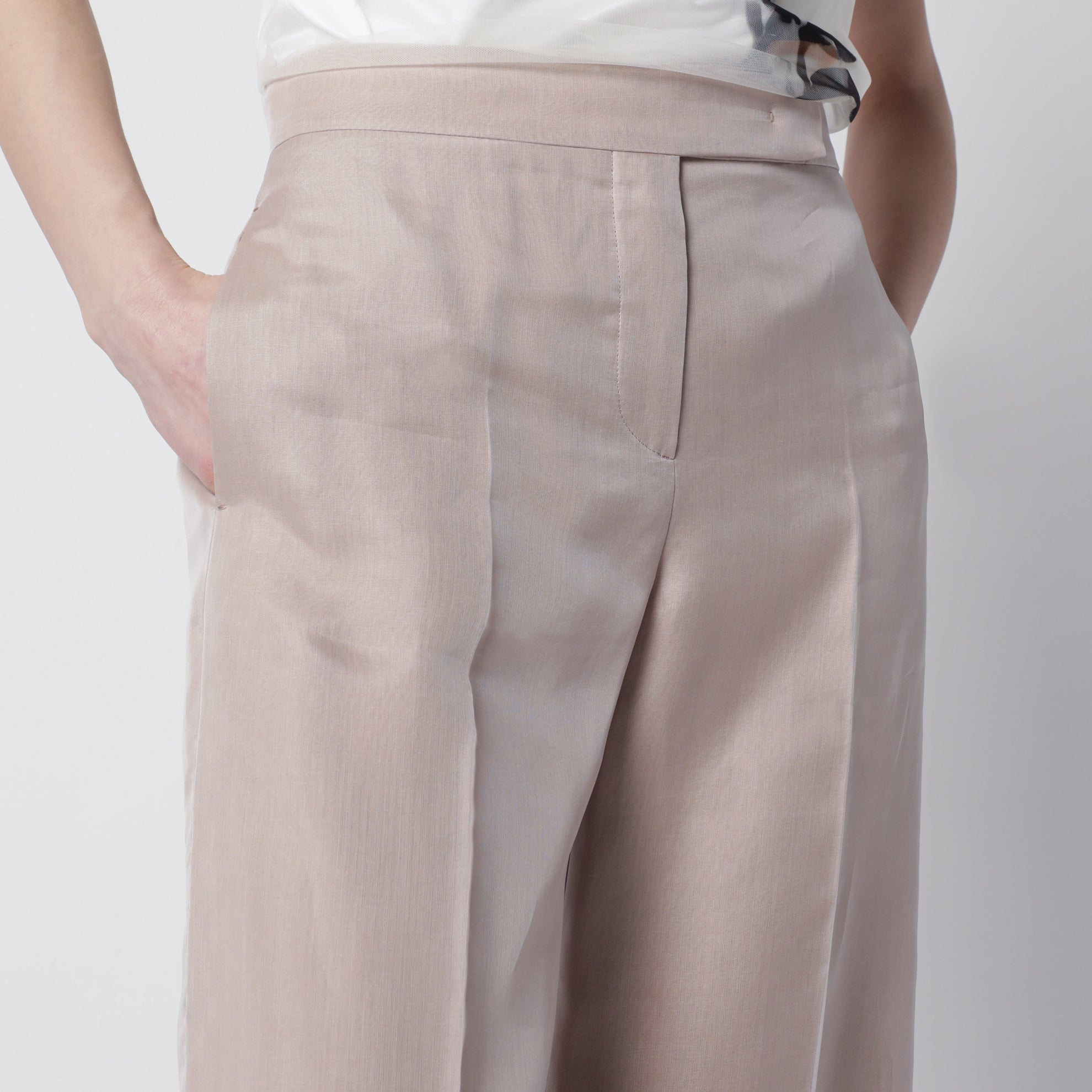 Long silk trousers in pink