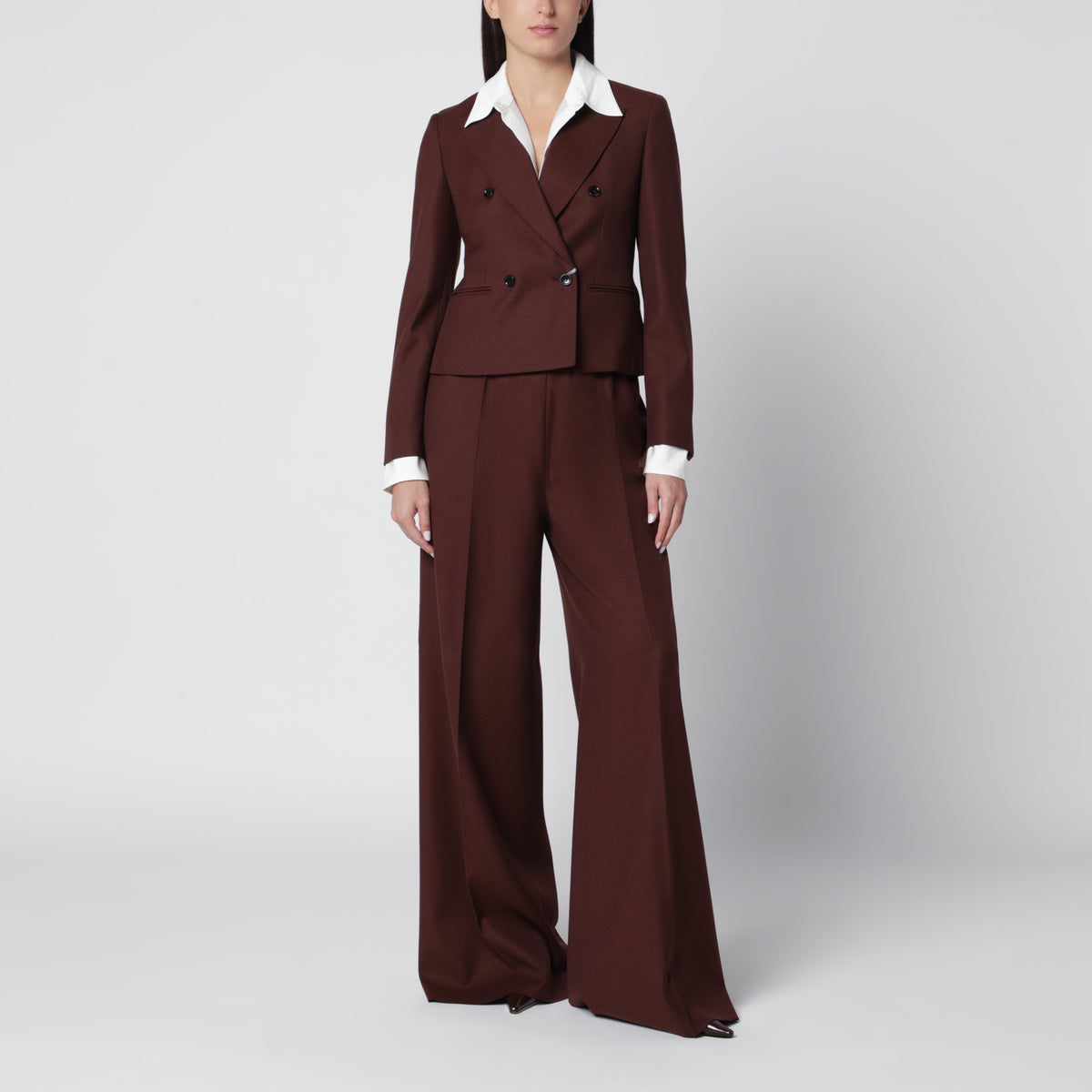 Wide-leg trousers in burnt wool with a denim effect