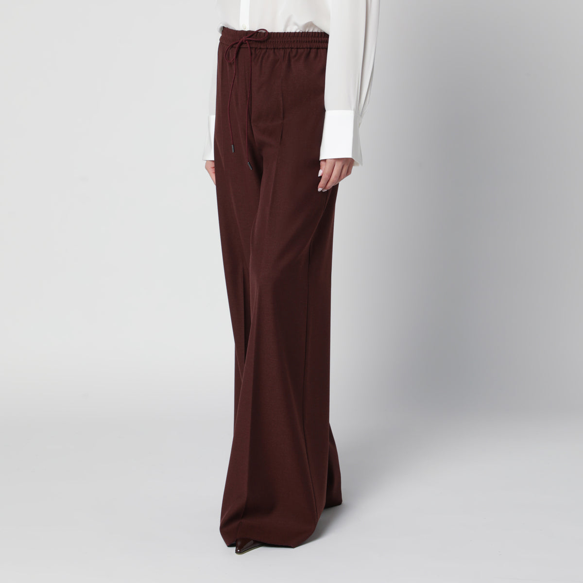 Wide-leg trousers in burnt wool with a denim effect