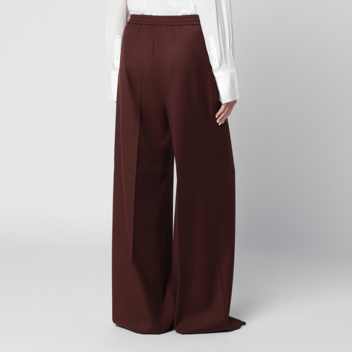 Wide-leg trousers in burnt wool with a denim effect