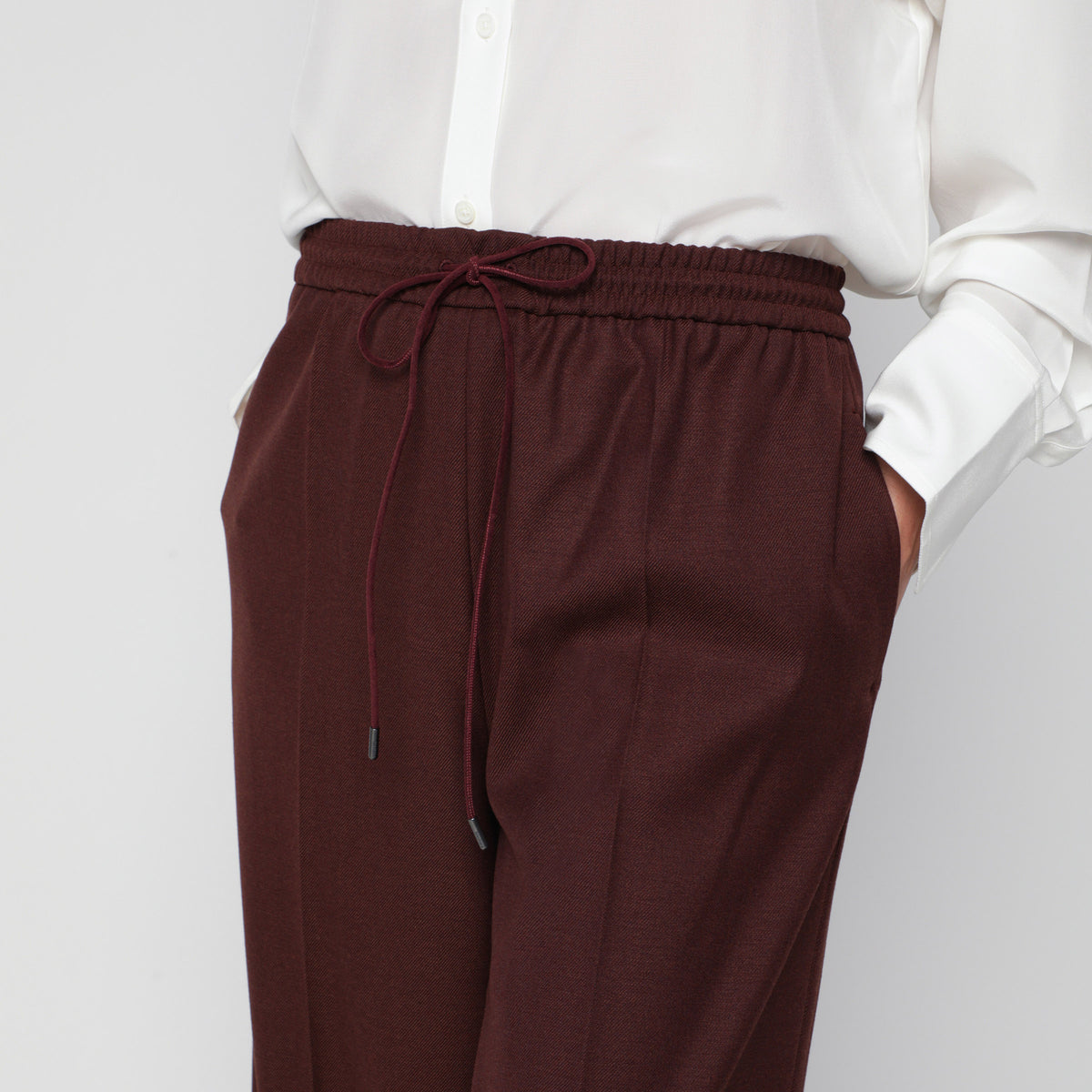 Wide-leg trousers in burnt wool with a denim effect